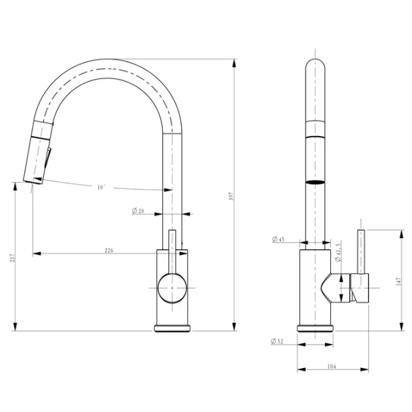Baterie pentru bucătărie SanDonna Amelia Mono comandă / Pivotantă / Alamă / Black photo 4 Baterie pentru bucătărie SanDonna Amelia Mono comandă / Pivotantă / Alamă / Black photo 4