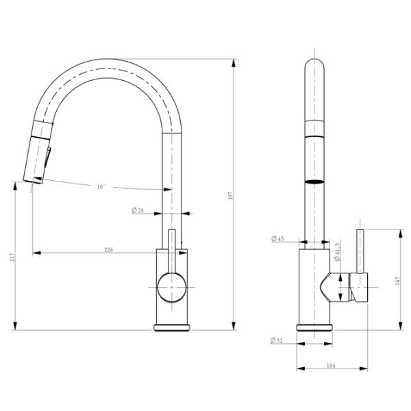 Baterie pentru bucătărie SanDonna Amelia Mono comandă / Pivotantă / Alamă / Black photo 4 Baterie pentru bucătărie SanDonna Amelia Mono comandă / Pivotantă / Alamă / Black photo 4