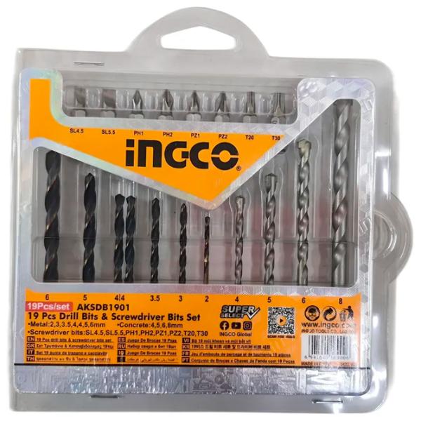 Набор сверл INGCO AKSDB1901 HSS photo 1