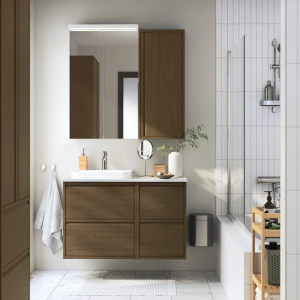 Dulap suspendat pentru baie Ikea Angsjon MDF / Oak photo 4