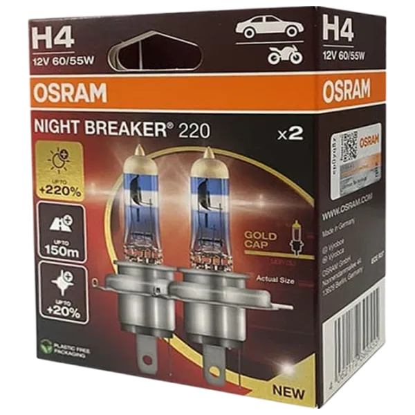 Автомобильная лампа Osram NB220-2HB +220% Галоген / H4 / P43t / 60 - 55 Вт /  photo 1