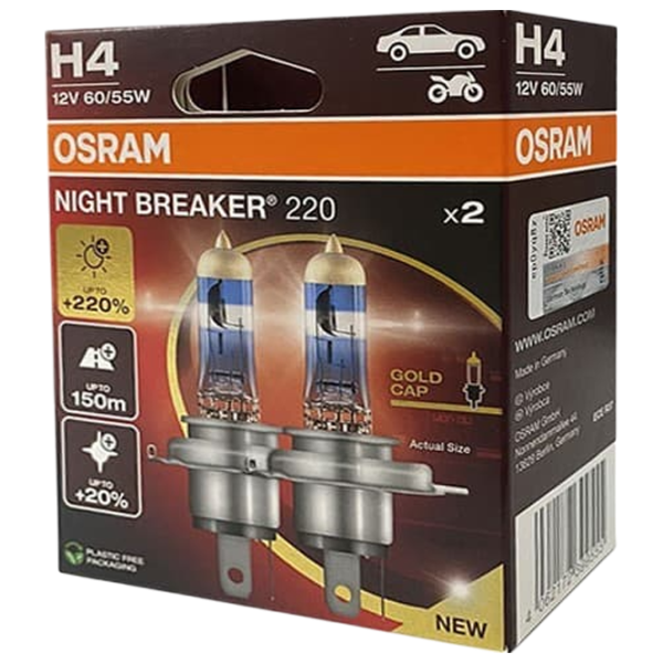 Автомобильная лампа Osram NB220-2HB +220% Галоген / H4 / P43t / 60 - 55 Вт /  photo 1