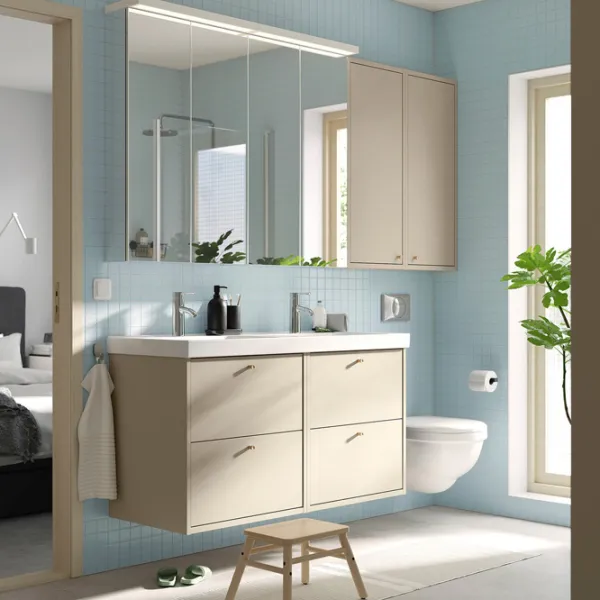 подвеснои шкаф для ваннои комнаты Ikea Havback МДФ / Бежевый photo 3
