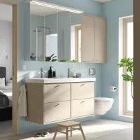 Dulap suspendat pentru baie Ikea Havback MDF / Beige photo 3