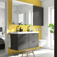 Dulap suspendat pentru baie Ikea Havback MDF / Dark Gray photo 3