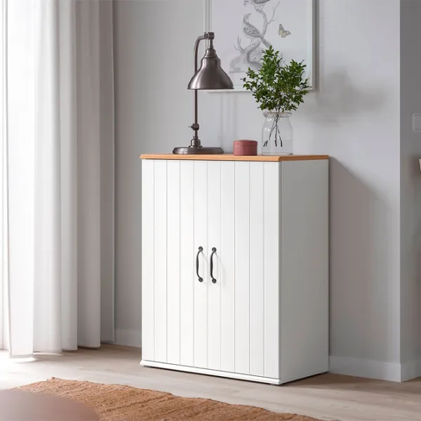 Comodă Ikea Skruvby 90 x 70 x 38 / MDF / Alb Lemn natural photo 4