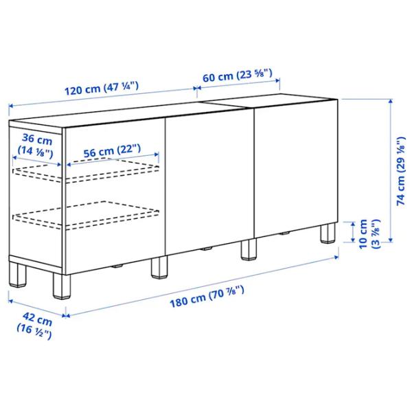 Comodă Ikea Besta 74 x 180 x 42 / MDF / Sur închis photo 5