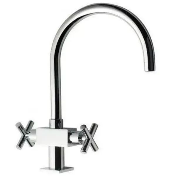 Baterie pentru bucătărie Sobime FET43 cu două pîrghii / Pivotantă / Alamă / Inox photo 1