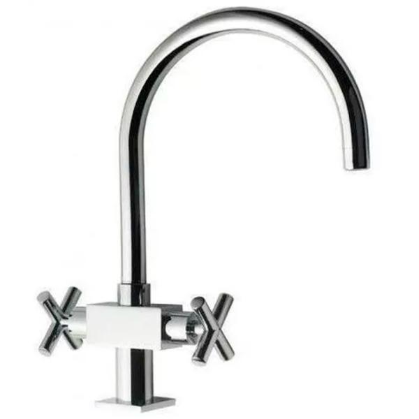 Baterie pentru bucătărie Sobime FET43 cu două pîrghii / Pivotantă / Alamă / Inox photo 1