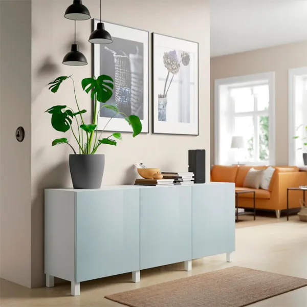Comodă Ikea Besta 74 x 180 x 42 / MDF / Sur albastru deschis photo 2