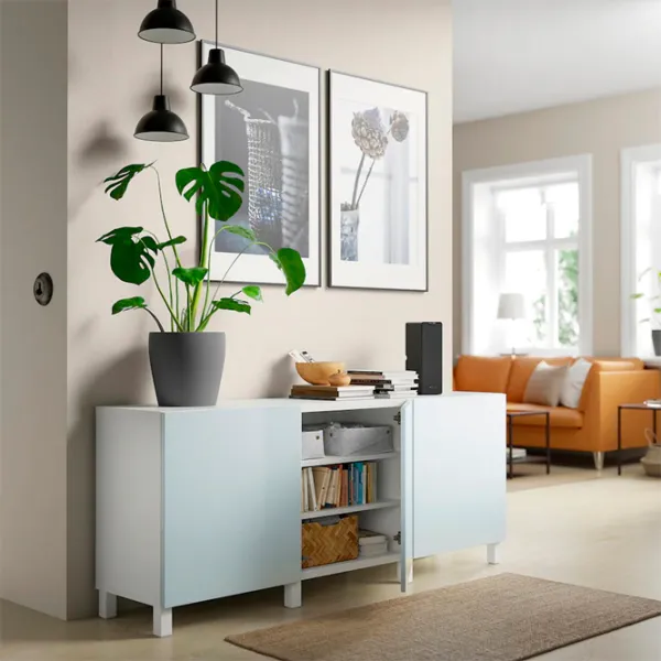 Comodă Ikea Besta 74 x 180 x 42 / MDF / Sur albastru deschis photo 3