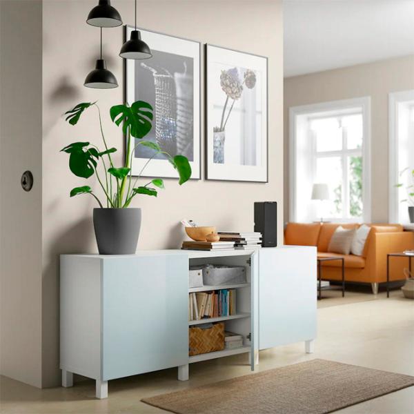 Comodă Ikea Besta 74 x 180 x 42 / MDF / Sur albastru deschis photo 3