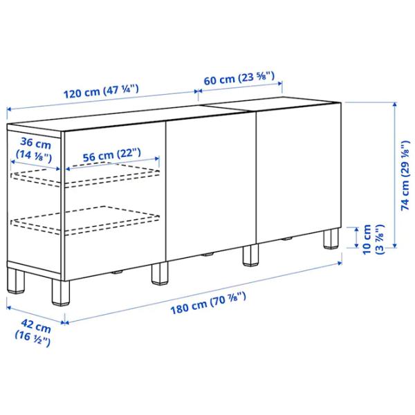 Comodă Ikea Besta 74 x 180 x 42 / MDF / Sur albastru deschis photo 5