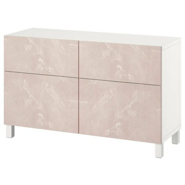 Comodă Ikea Besta 74 x 120 x 42 / MDF / Mramură bej photo 1