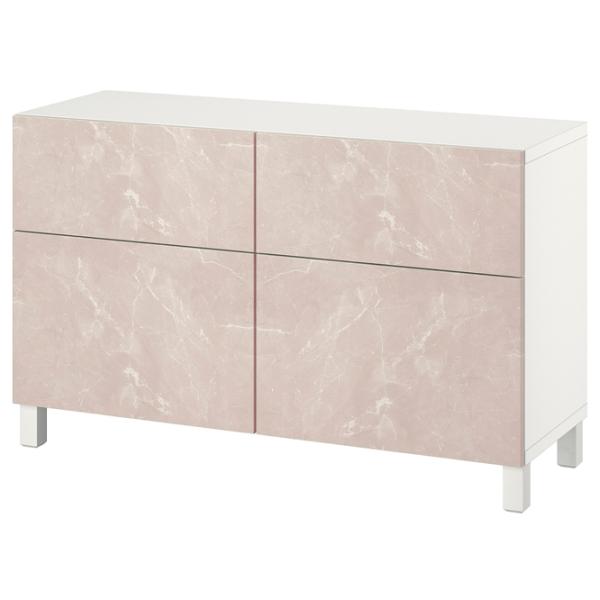 Comodă Ikea Besta 74 x 120 x 42 / MDF / Mramură bej photo 1