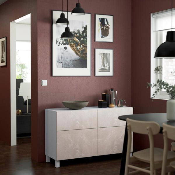 Comodă Ikea Besta 74 x 120 x 42 / MDF / Mramură bej photo 2