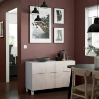 Comodă Ikea Besta 74 x 120 x 42 / MDF / Mramură bej photo 2