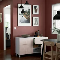 Comodă Ikea Besta 74 x 120 x 42 / MDF / Mramură bej photo 3