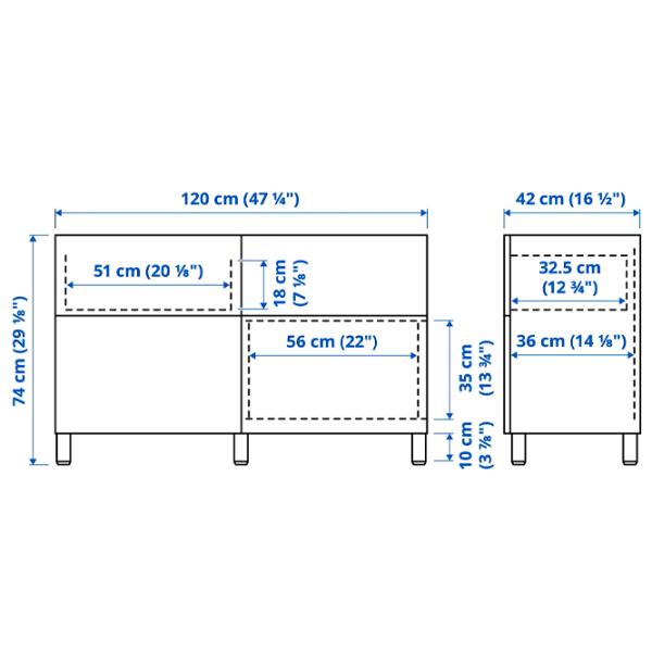 Comodă Ikea Besta 74 x 120 x 42 / MDF / Mramură bej photo 7