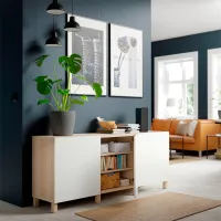 Comodă Ikea Besta 74 x 180 x 42 / MDF / Alb photo 6