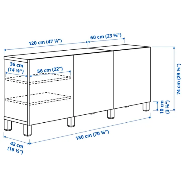 Comodă Ikea Besta 74 x 180 x 42 / MDF / Alb photo 7