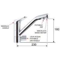 Baterie pentru bucătărie Remer 40DW 3 Mono comandă / Pivotantă / Alamă / Inox photo 2