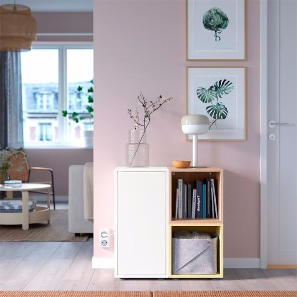 Comodă Ikea Eket 72 x 70 x 35 / MDF / Alb Stejar Antichizat Galben deschis photo 3