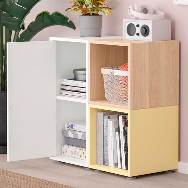 Comodă Ikea Eket 72 x 70 x 35 / MDF / Alb Stejar Antichizat Galben deschis photo 4