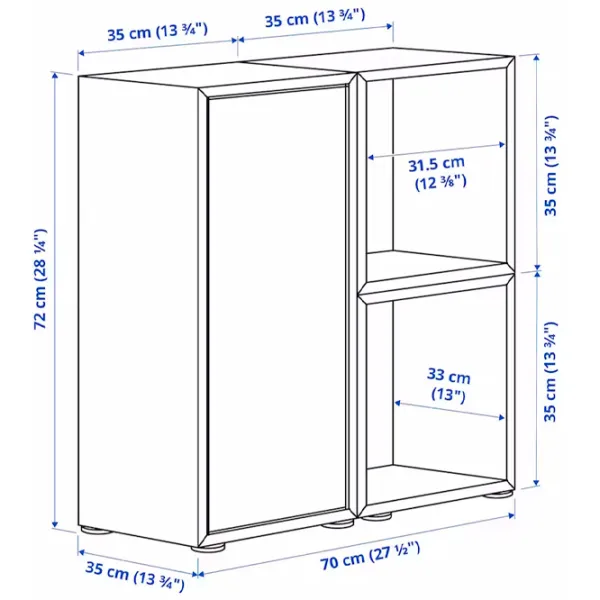 Comodă Ikea Eket 72 x 70 x 35 / MDF / Alb Stejar Antichizat Galben deschis photo 5