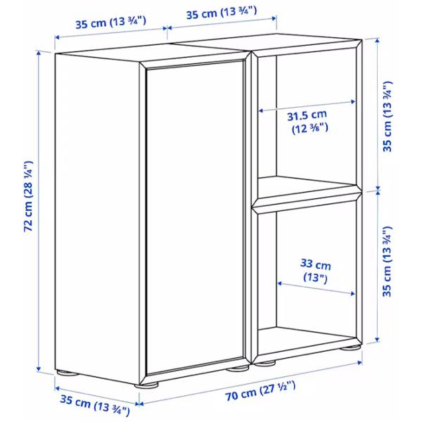 Comodă Ikea Eket 72 x 70 x 35 / MDF / Alb Stejar Antichizat Galben deschis photo 5