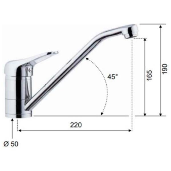 Baterie pentru bucătărie Remer KISS 40 Mono comandă / Pivotantă / Alamă / Inox photo 2 Baterie pentru bucătărie Remer KISS 40 Mono comandă / Pivotantă / Alamă / Inox photo 2
