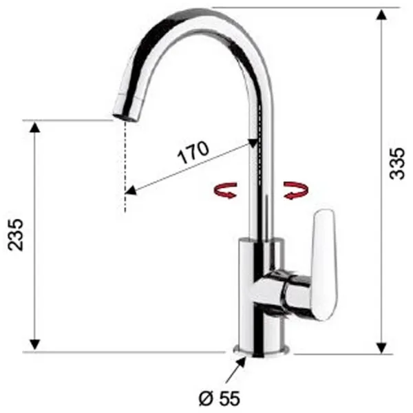 Baterie pentru bucătărie Remer V72 Mono comandă / Pivotantă / Alamă / Inox photo 2 Baterie pentru bucătărie Remer V72 Mono comandă / Pivotantă / Alamă / Inox photo 2