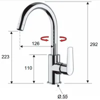 Baterie pentru bucătărie Remer V72 Mono comandă / Pivotantă / Alamă / Inox photo 2