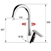 Baterie pentru bucătărie Remer V42B Mono comandă / Pivotantă / Alamă / Inox photo 2