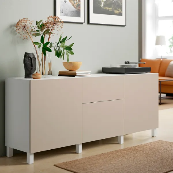 Comodă Ikea Besta/Lappviken/Stubbarp 74 x 180 x 42 / MDF / Sur deschi bej photo 2