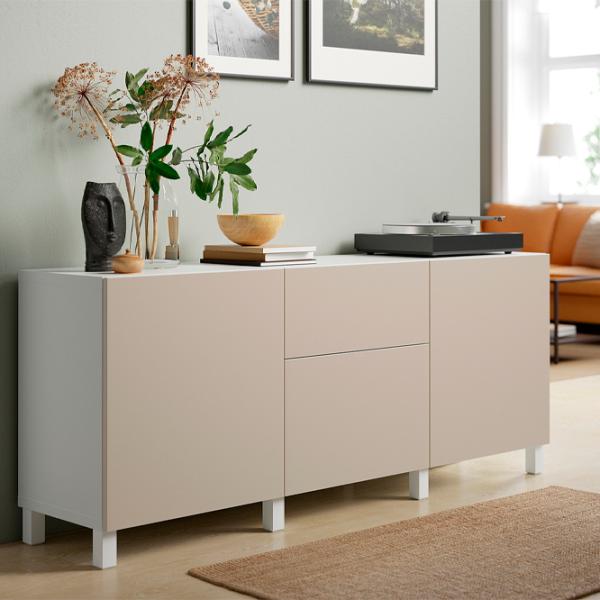 Comodă Ikea Besta/Lappviken/Stubbarp 74 x 180 x 42 / MDF / Sur deschi bej photo 2