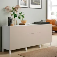 Комод Ikea Besta/Lappviken/Stubbarp 74 x 180 x 42см / МДФ / Светло серо бежевый photo 2