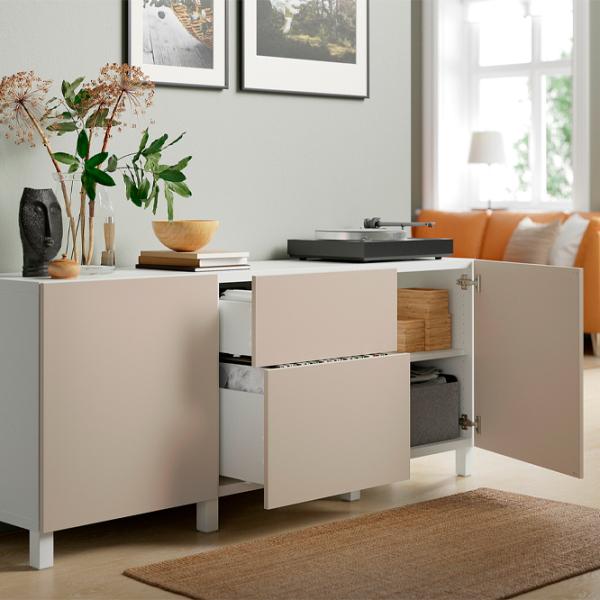 Comodă Ikea Besta/Lappviken/Stubbarp 74 x 180 x 42 / MDF / Sur deschi bej photo 3