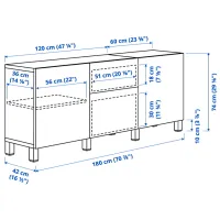 Комод Ikea Besta/Lappviken/Stubbarp 74 x 180 x 42см / МДФ / Светло серо бежевый photo 6