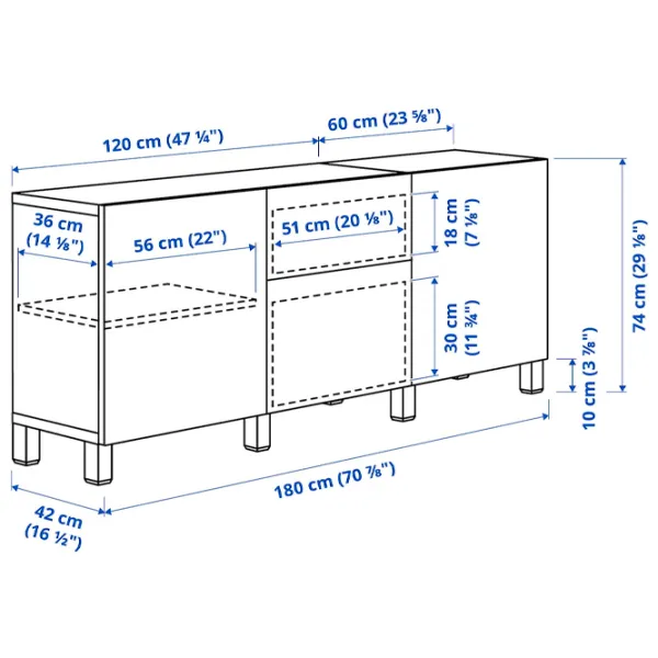 Comodă Ikea Besta/Lappviken/Stubbarp 74 x 180 x 42 / MDF / Sur închis photo 6