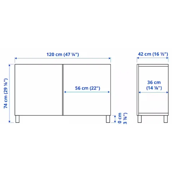 Comodă Ikea Besta/Lappviken/Stubbarp 74 x 120 x 42 / MDF / Sur deschi bej photo 6
