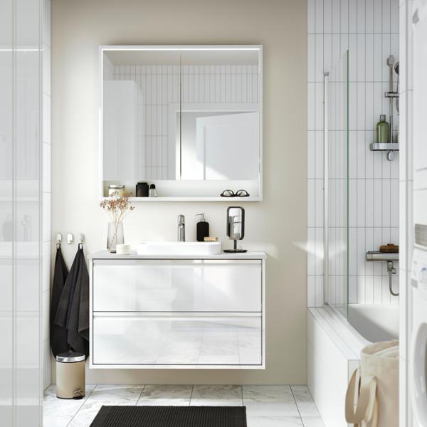 Dulap cu oglindă Ikea Faxalven 95 x 100 x 15 / Oglindă / White photo 5 Dulap cu oglindă Ikea Faxalven 95 x 100 x 15 / Oglindă / White photo 5