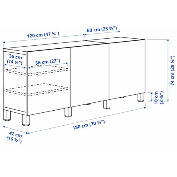 Comodă Ikea Besta/Lappviken/Stubbarp 74 x 180 x 42 / MDF / Alb photo 7