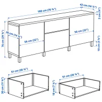 Comodă Ikea Besta/Lappviken/Stubbarp 76 x 180 x 42 / MDF / Alb photo 6