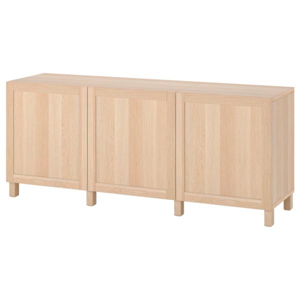Comodă Ikea Besta/Hanviken/Stubbarp 74 x 180 x 42 / MDF / Aspect Stejar Antichizat photo 1
