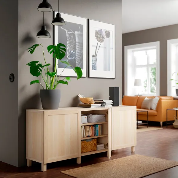 Comodă Ikea Besta/Hanviken/Stubbarp 74 x 180 x 42 / MDF / Aspect Stejar Antichizat photo 2