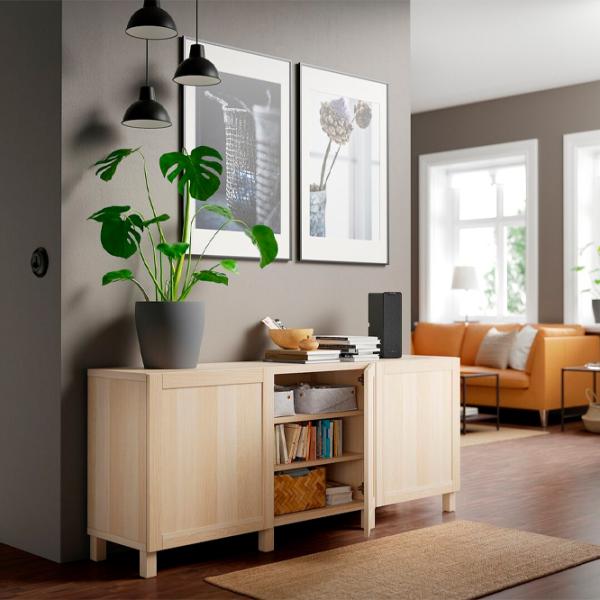 Comodă Ikea Besta/Hanviken/Stubbarp 74 x 180 x 42 / MDF / Aspect Stejar Antichizat photo 2