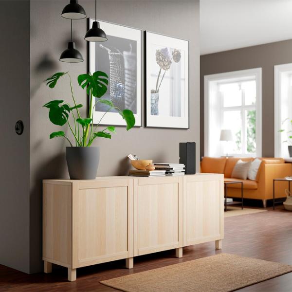 Comodă Ikea Besta/Hanviken/Stubbarp 74 x 180 x 42 / MDF / Aspect Stejar Antichizat photo 3