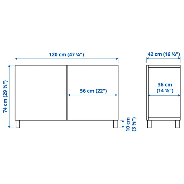 Comodă Ikea Besta 74 x 120 x 42 / MDF / Gri albastru deschis lucios photo 6
