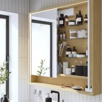 Dulap cu oglindă Ikea Faxalven 95 x 100 x 15 / Oglindă / Oak photo 3